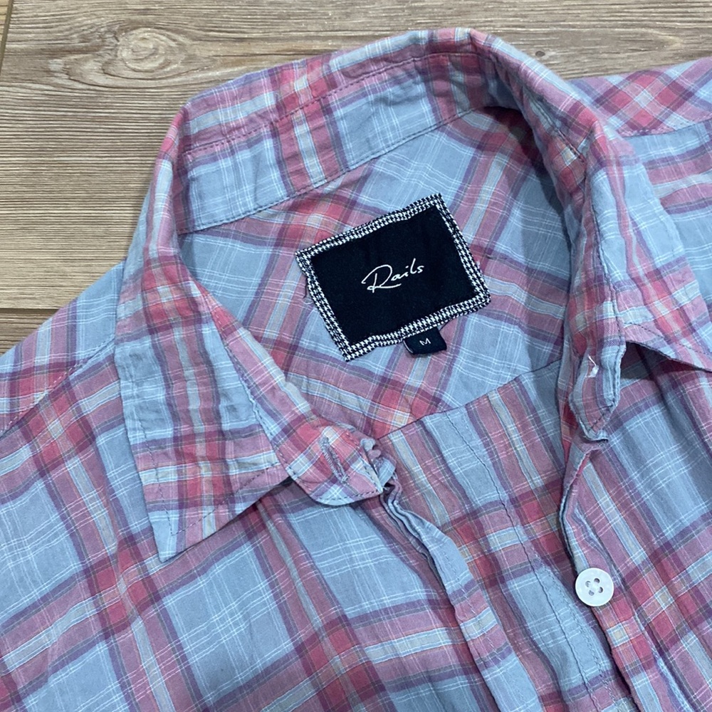 Rails Gray/Pink Button Down Flannel Size M - image 2